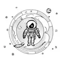 astronaut floating in space and in the background the moon tattoo design idea