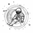 astronaut floating in space and in the background the moon tattoo design idea