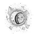 astronaut floating in space and in the background the moon tattoo design idea