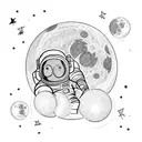 astronaut floating in space and in the background the moon tattoo design idea