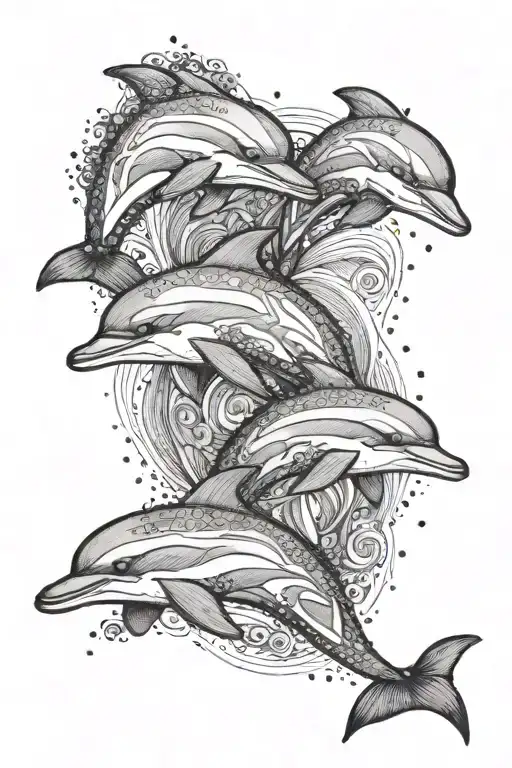 4 dolphins forming a cross tattoo design idea