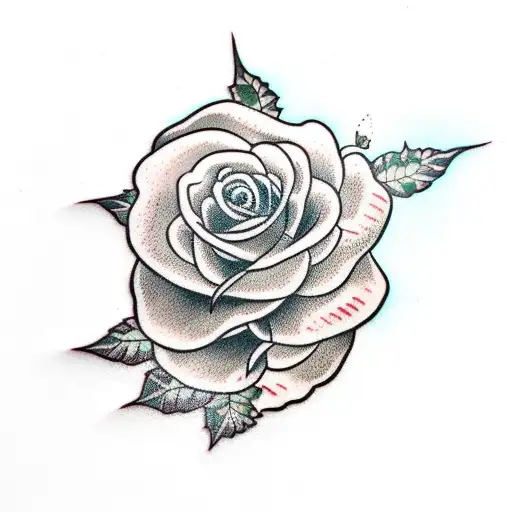 poison ivy with red roses tattoo design idea