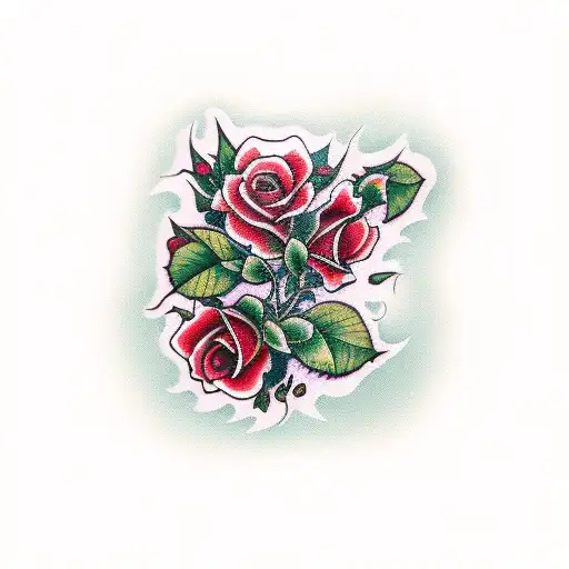 long poison ivy with red roses  tattoo design idea