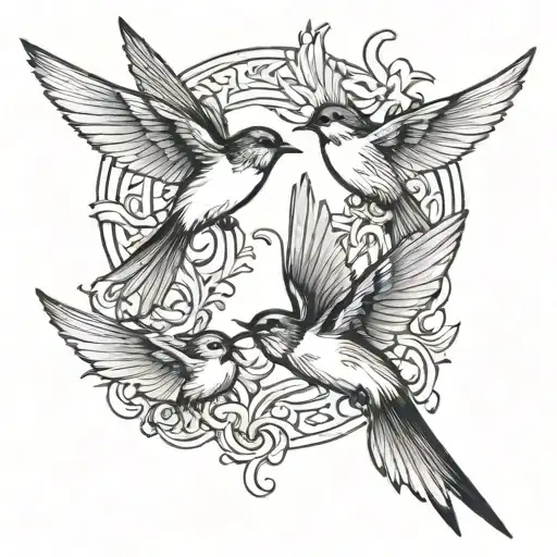 2 or 3 swallows flying tattoo design idea
