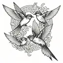 2 or 3 swallows flying tattoo design idea