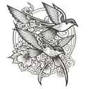2 or 3 swallows flying tattoo design idea