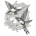 2 or 3 swallows flying tattoo design idea