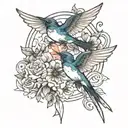 2 or 3 swallows flying tattoo design idea