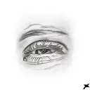 The word "Nobody" tattooed above a mans eyebrow on an oldschool font tattoo design idea