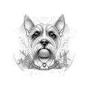 dog silhouette barking disembark  tattoo design idea