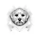 dog silhouette barking disembark  tattoo design idea