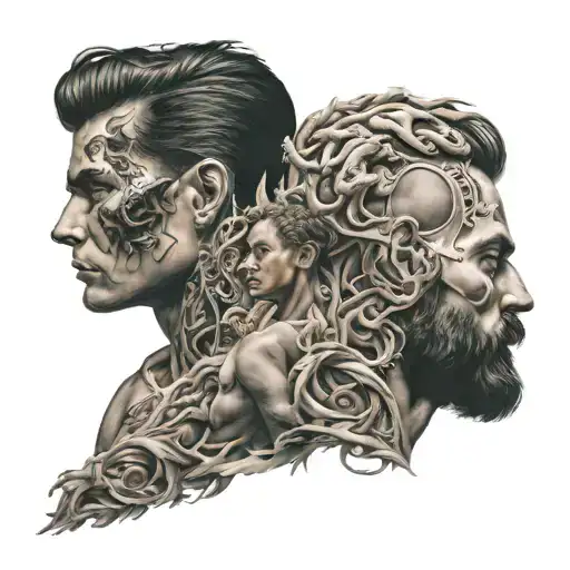 battle of the mind body soul tattoo design idea