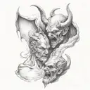 god vs devil tattoo design idea