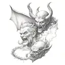 god vs devil tattoo design idea