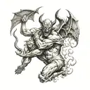 god vs devil tattoo design idea