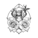 gladiator with rose and sword tattoo design idea