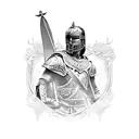 gladiator with rose and sword tattoo design idea