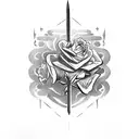 gladiator with rose and sword tattoo design idea