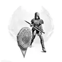 gladiator with rose and sword tattoo design idea