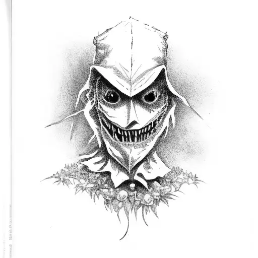 scarecrow in a garden that looks like lucifer tattoo design idea