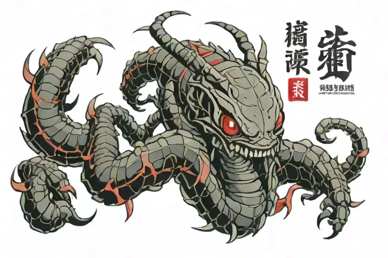 tokyo ghoul anime and scolopendra tattoo design idea