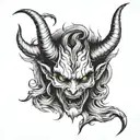 bleached devil horns tattoo design idea