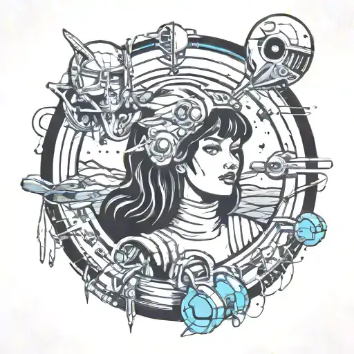 80s sci fi scene tattoo design idea