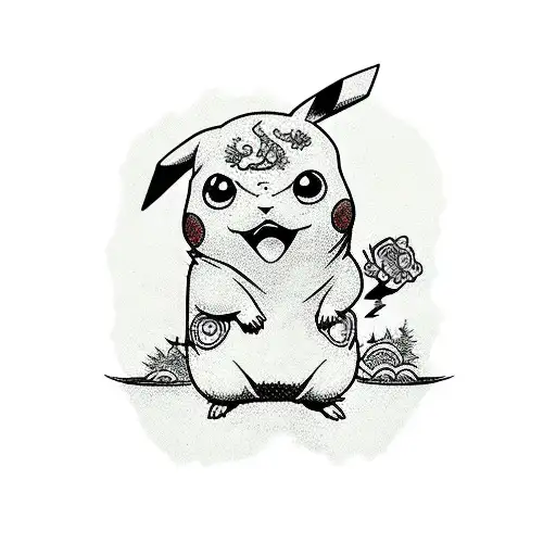 shocked pikachu meme tattoo design idea