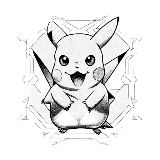 shocked pikachu meme tattoo design idea