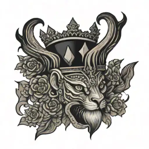 basuri, mor pankh, crown tattoo design idea