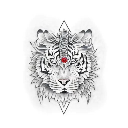 Full sleeve tattoo incorporating a half skeleton half samurai, a tiger, water, fire, and a dragon tattoo design idea