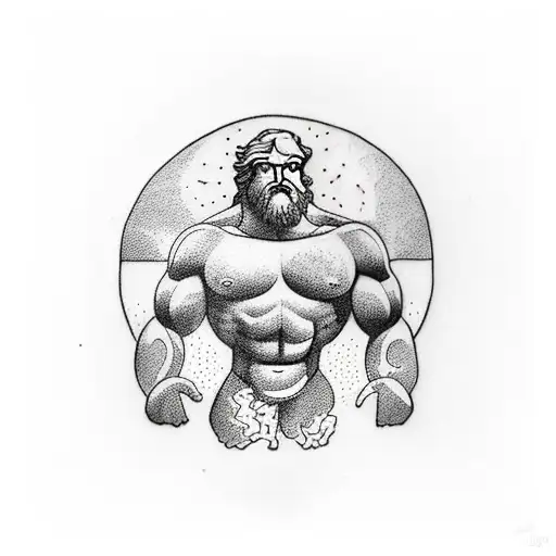 Atlas, the titan from Greek mythology kneeling. His arms are lifting a sphere which has the map of the sky drawn on it.  tattoo design idea