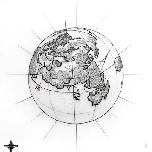 Atlas, kneeling. His arms are lifting a sphere which has the map of the sky drawn on it.  tattoo design idea