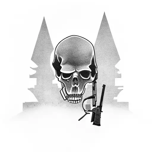 grim reaper with a gun, 13, Atlanta skyline tattoo design idea