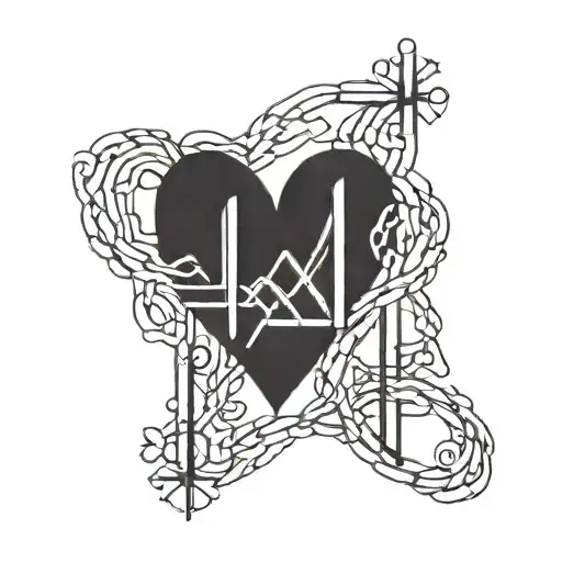 August 25, 2024 Roman numerals with a heartbeat line intertwined tattoo design idea