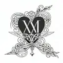 August 25, 2024 Roman numerals with a heartbeat line intertwined tattoo design idea