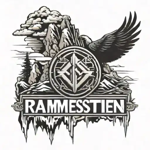 Rammstein Logo with mountains panorama tattoo design idea