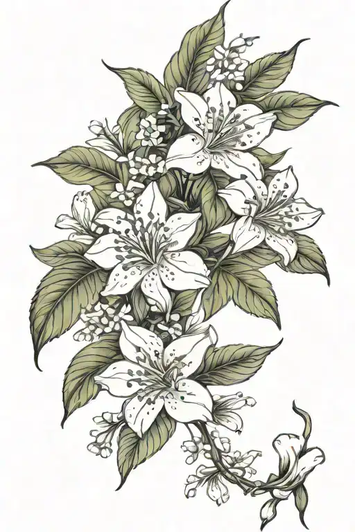 jasmine flowers and vines hanging tattoo design idea