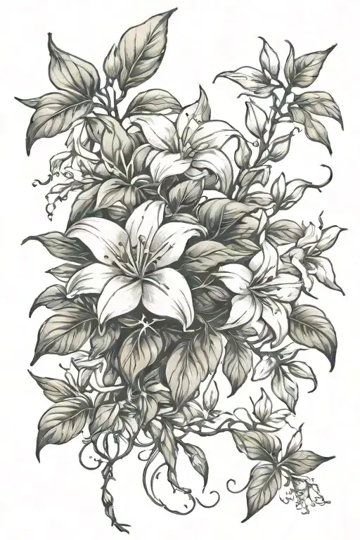 jasmine vines hanging tattoo design idea