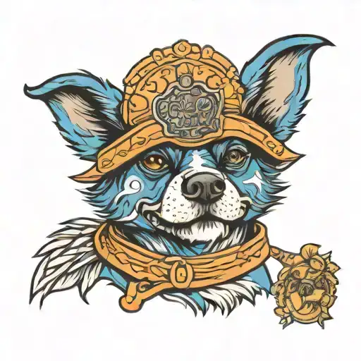 bluey dog as bandit tattoo design idea
