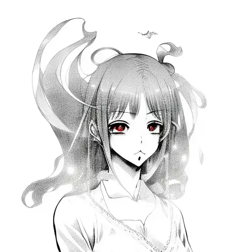 japanese ,manga ,horror ,girl under water ,detailed  tattoo design idea