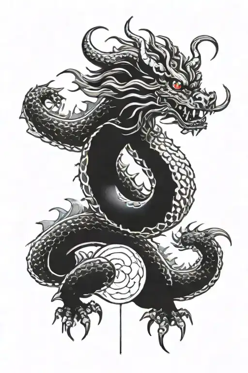 traditional korean dragon holding orb symbolizing power tattoo design idea