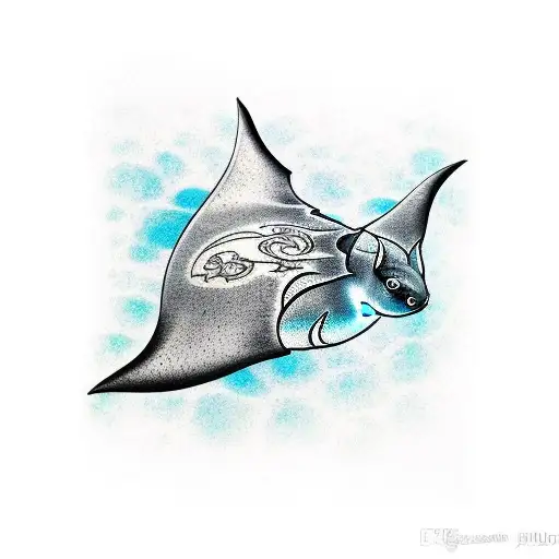 manta ray with light shading that would go on my inner bicep tattoo design idea