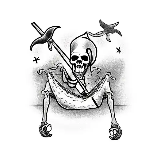 Traditional "Grim Reaper On The Beach Sunbathing..." Tattoo Idea