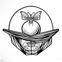 moth inside fortune tellers crystal ball tattoo design idea