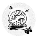 moth inside fortune tellers crystal ball tattoo design idea