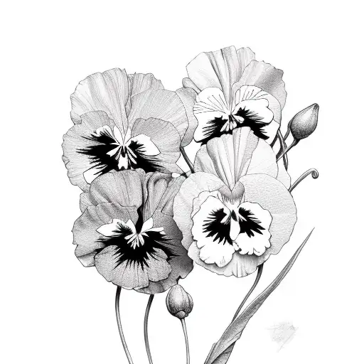 Three Pansies tattoo design idea