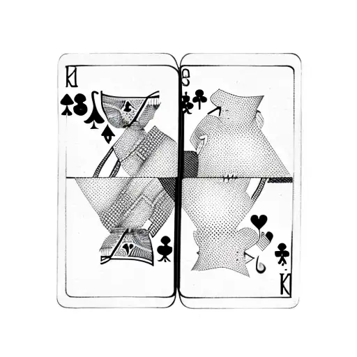 Two playing cards next to each other with "S" and "K" instead of the usual letters and both heart cards tattoo design idea