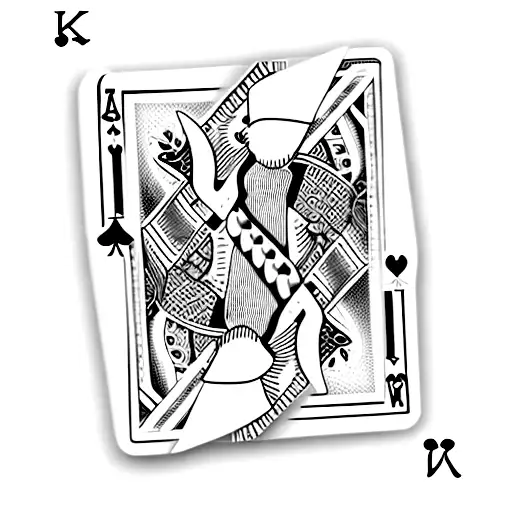 Two playing cards next to each other with "S" and "K" instead of the usual letters and both heart cards overlapping tattoo design idea