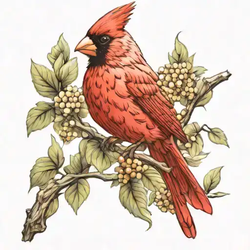 red cardinal tattoo design idea